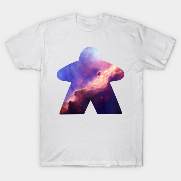 Blue Space Nebula Meeple | Board Game Fan T-Shirt by gloobella